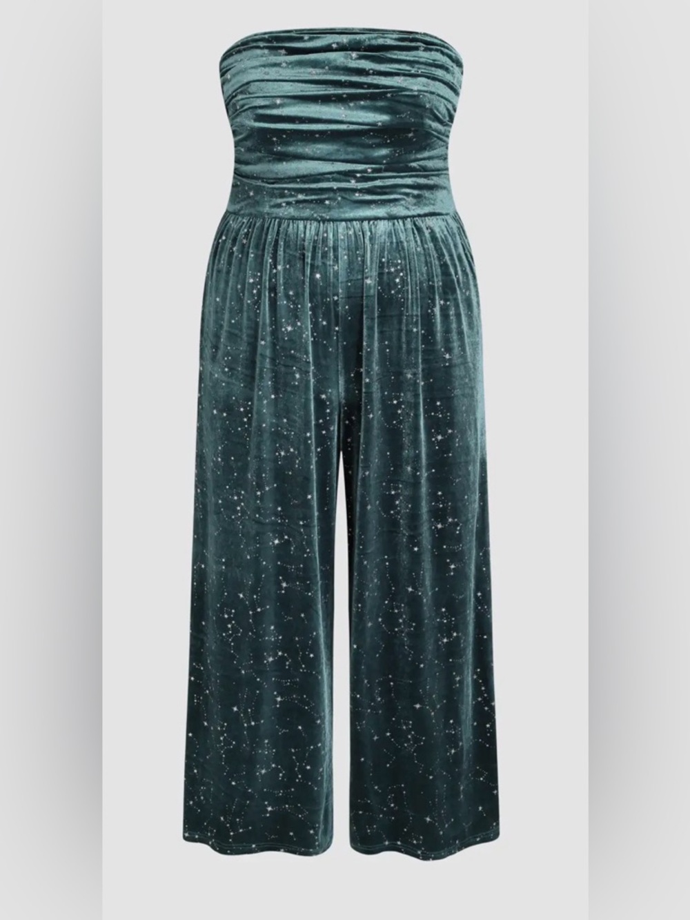 CIDER VELVET STAR PATTERN RUCHED TUBE JUMPSUIT CURVE & PLUS
